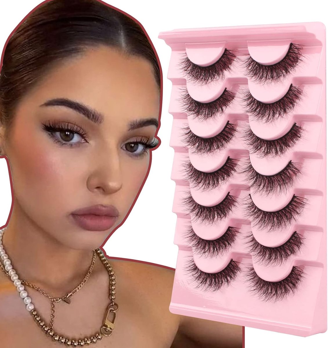 SnelShoppen - Natuurlijke Valse Wimpers Fluffy Wispy Fake Mink Wimpers 7 Paar - Super Zacht, Lichtgewicht en Dierproefvrij voor Feest en Dagelijks Geb