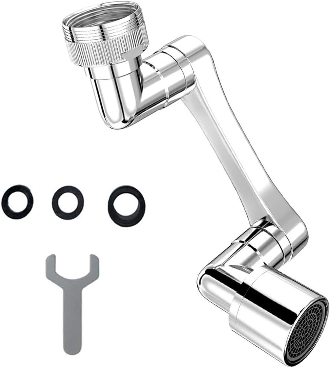 Verlengstuk voor Keukenkraan met Draaifunctie en Splash Guard Filter voor Efficiënte Waterafvoer en Gemakkelijk Gebruik