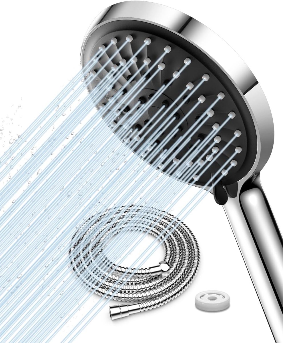 SnelShoppen - Waterbesparende Douchekop met 5 Water Jet Modi, 200% Drukverhoging, 2M Flexibele Slang, Energieklasse A+++, Ideaal voor Thuisgebruik