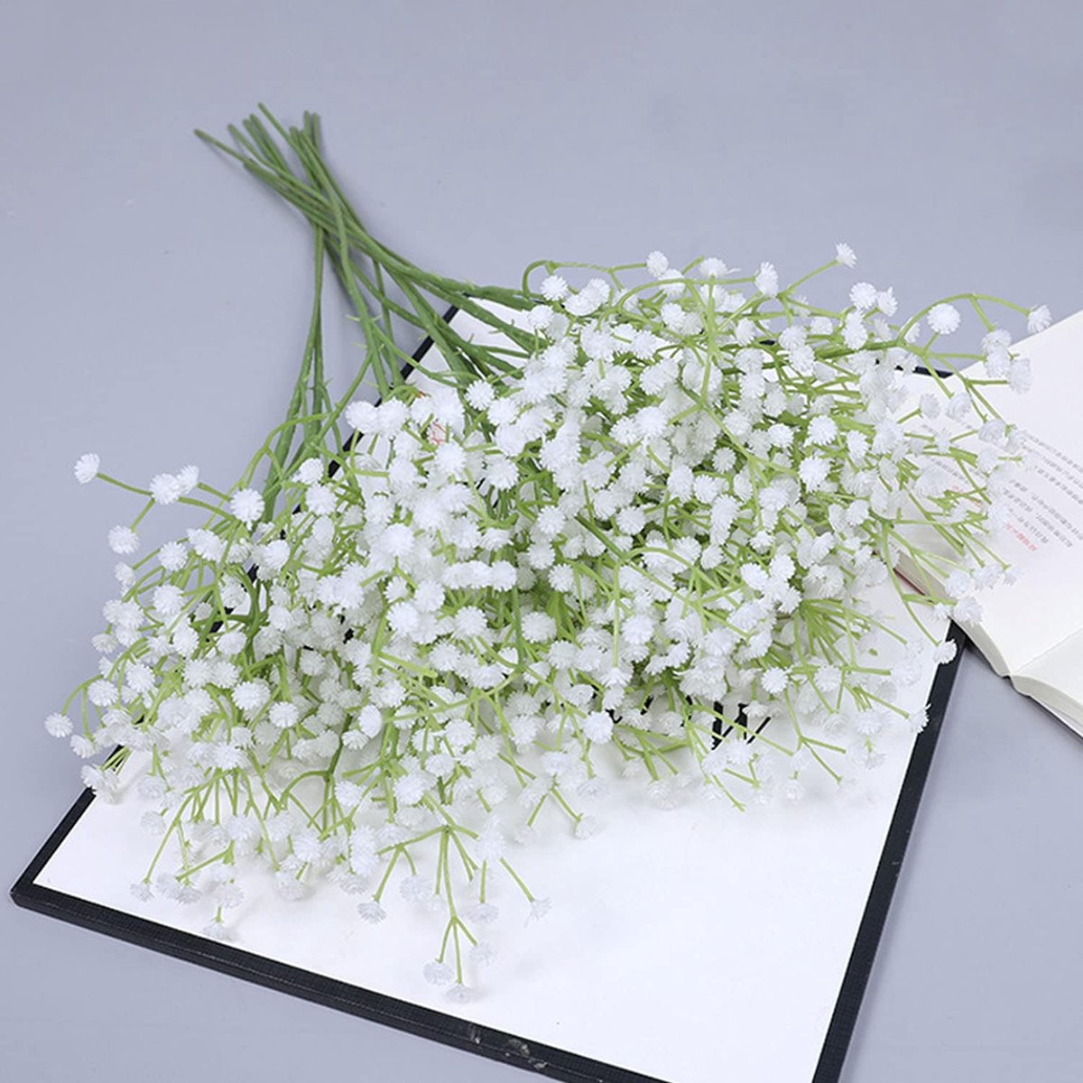 SnelShoppen - Realistische Gypsophila Kunstbloemen Witte Bloemen - Set van 6 - Veilig Kunststof - 51 cm Lang - Perfect voor Feest, Tuin en Decoratie