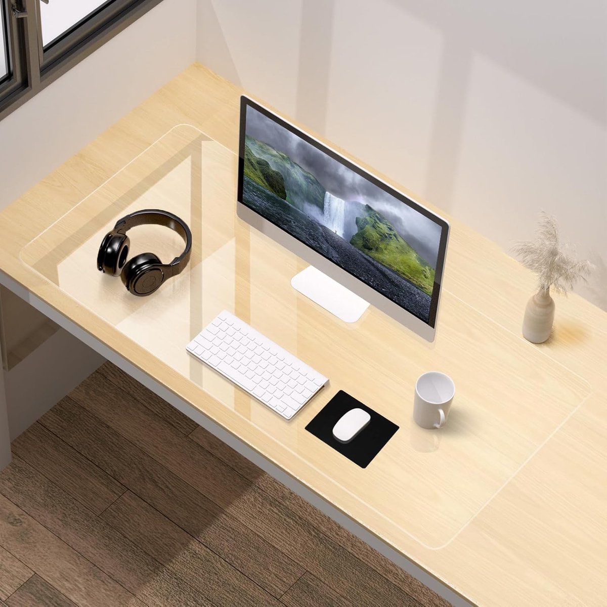 SnelShoppen - Transparante Bureau Mat 70 x 40 cm, PVC, Watervast, Ronde Hoeken, Desk Protector voor Thuis en Kantoor
