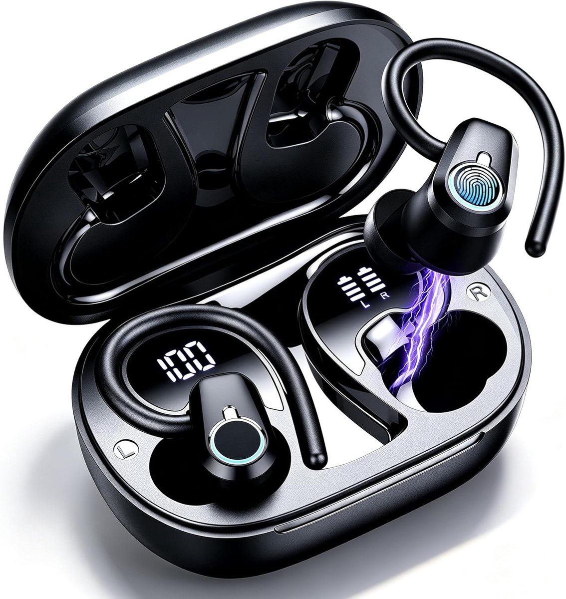 SnelShoppen - Bluetooth 5.4 Koptelefoon Sport - Draadloze Hoofdtelefoon met 75 Uur Batterij, IP7 Waterdicht, HiFi Stereo, Ruisonderdrukking, Draadloos