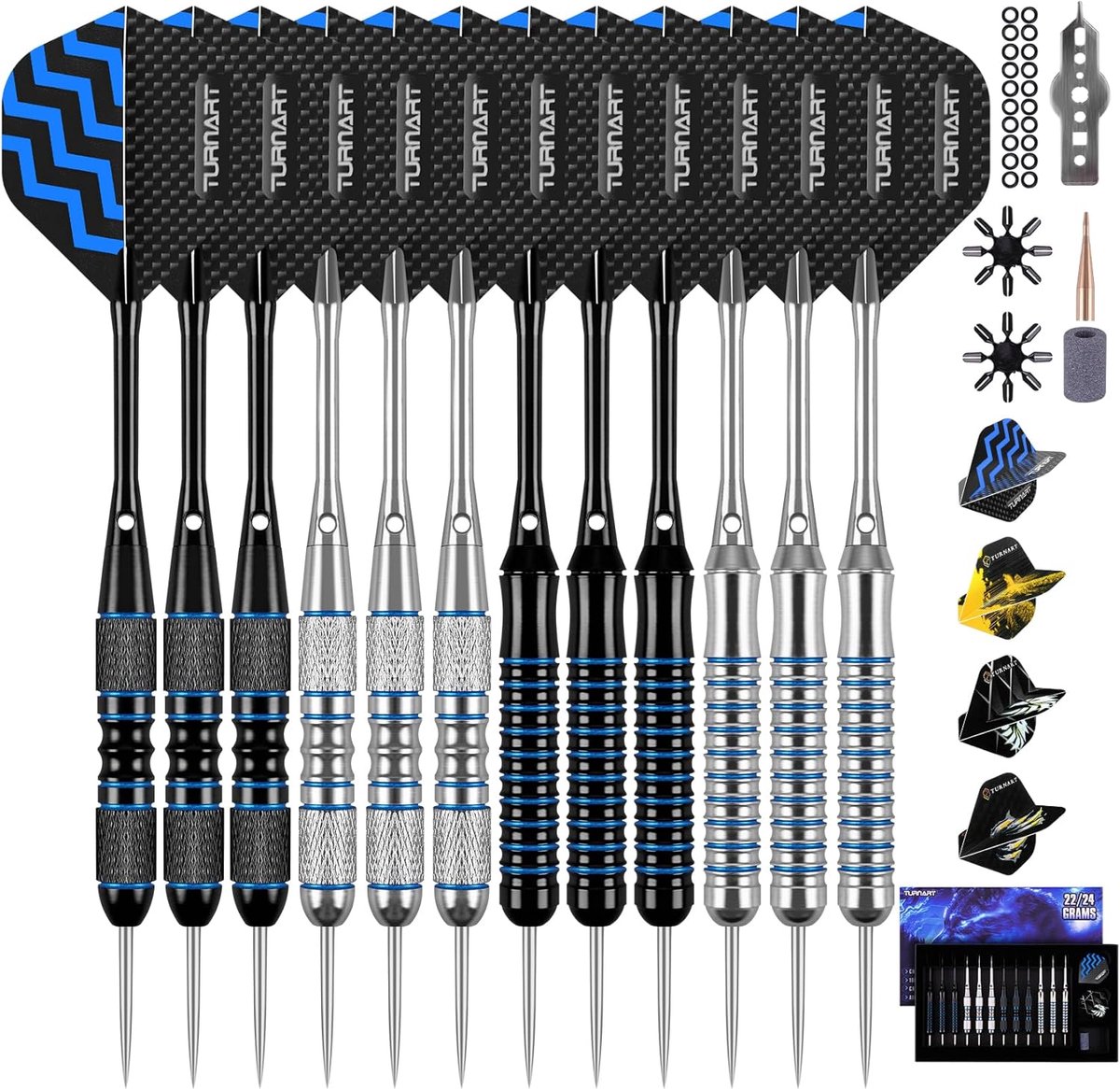 SnelShoppen - Professionele Dartpijlen met Metalen Punt - 12 Stuks - Stalen Dartpijlen met Houder - Perfect voor Feest, Competitie en Thuisgebruik