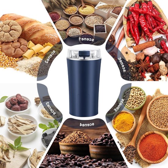 Koffiemolen met 300 W Vermogen, Automatische Specerijenmaler met RVS Messen, Inclusief Reinigingsborstel voor Koffie, Specerijen en Noten — afbeelding 2