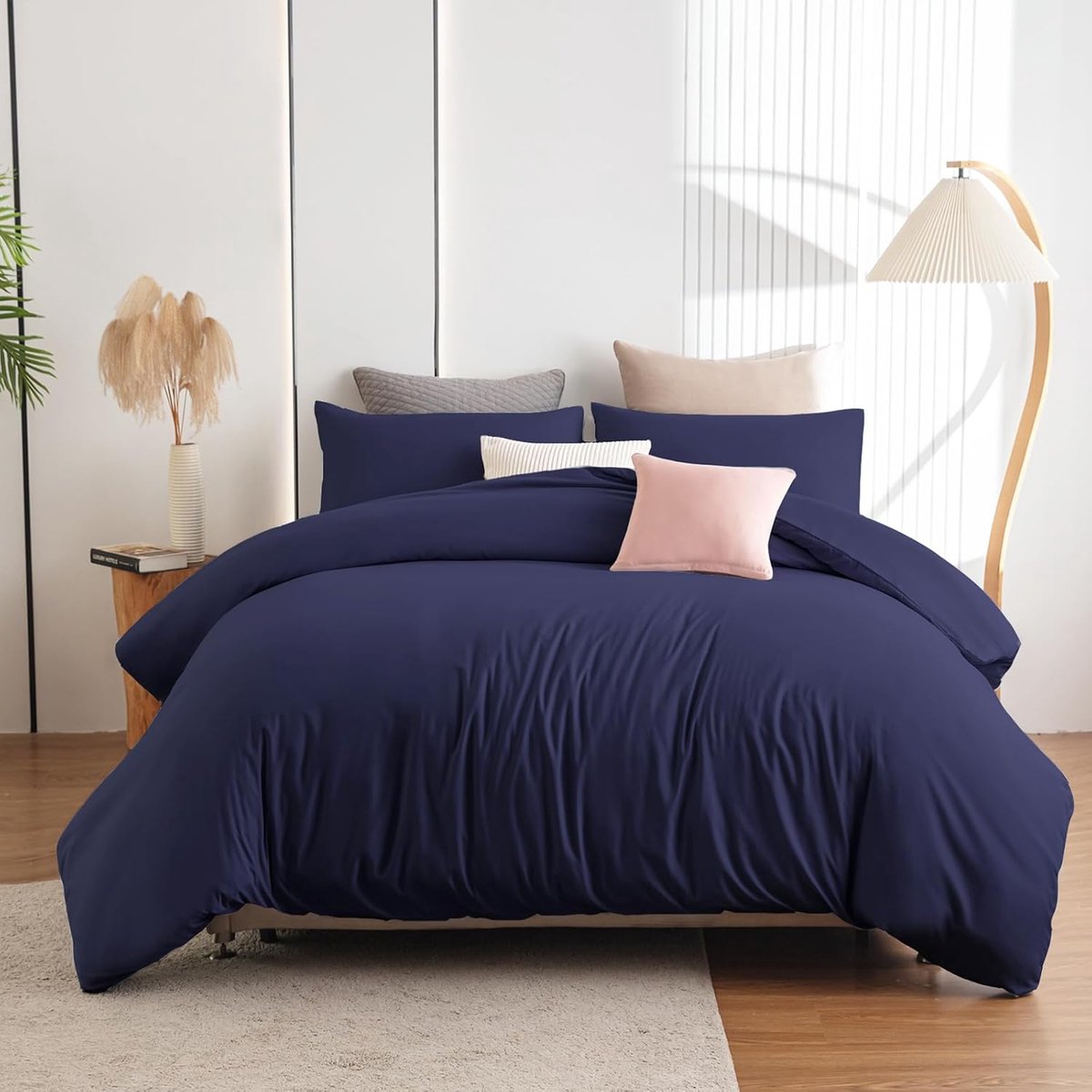 SnelShoppen - Luxe Bedlinnen Set 220 x 240 cm, Navy Microvezel Dekbedovertrek met Kussensloop 80 x 80 cm, Kreukvrij en Strijkvrij, Perfect voor Comfor