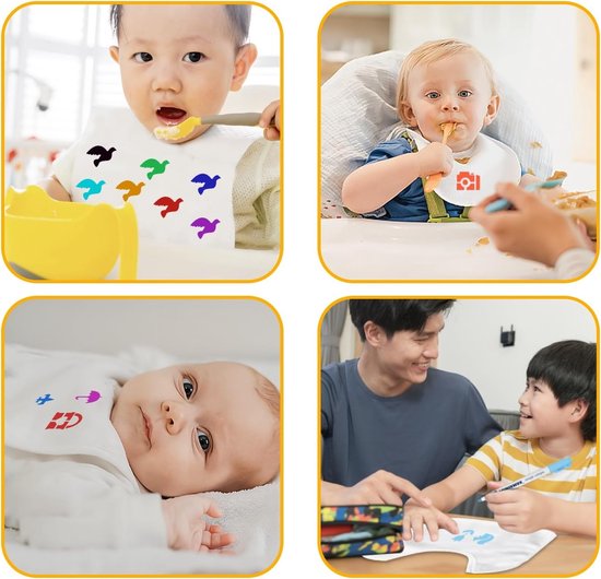 12 stuks slabbertjes om te beschilderen, witte babyslabbertjes, waterdichte slabbertjes, wit, katoenen halsdoek van Merkloos — afbeelding 4
