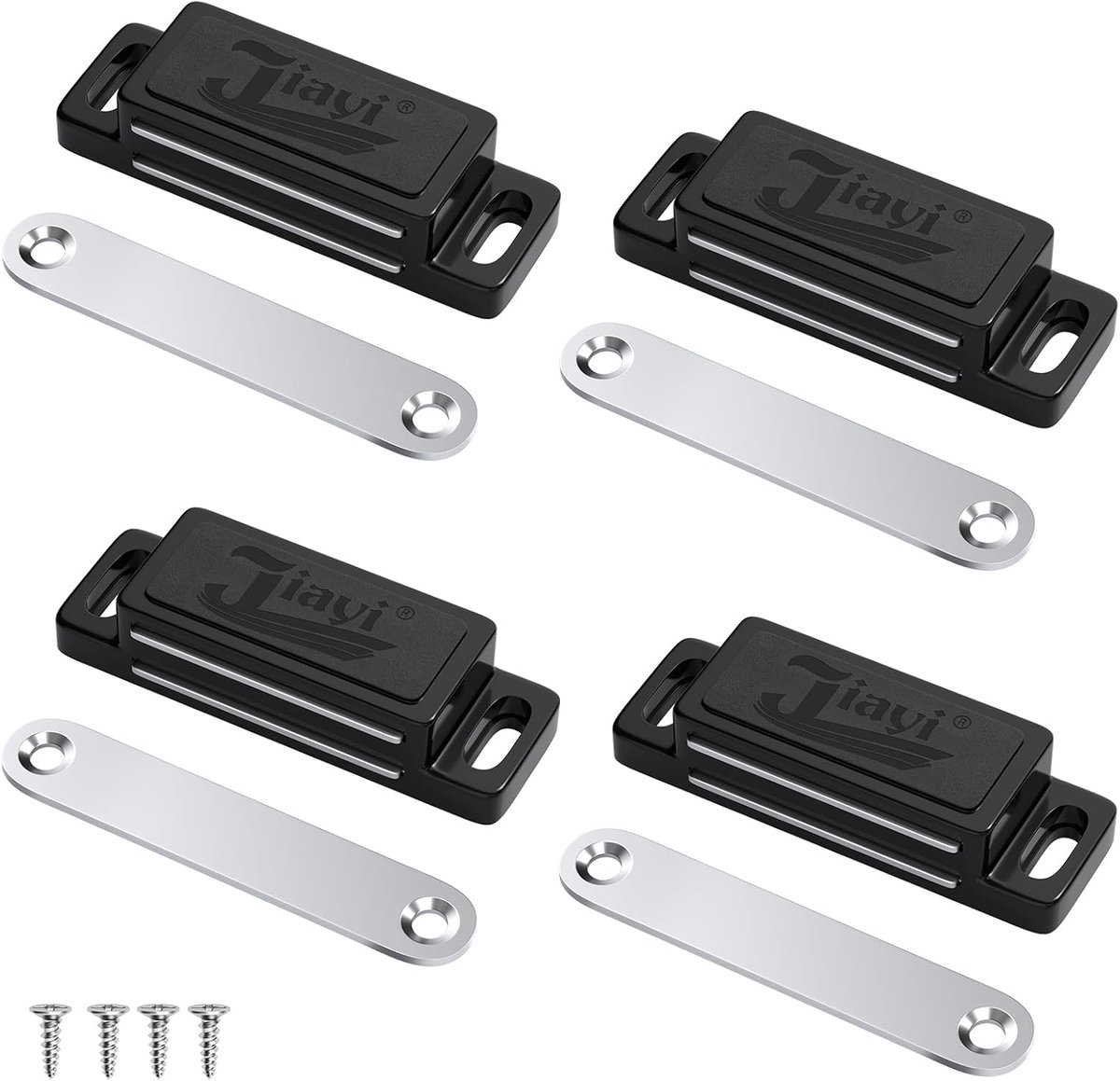 SnelShoppen - 4 Stuks Magnetische Deursluiters voor Keuken- en Meubelkasten, Sterke Magneten met Zelfklevende en Schroefmontage, Plastic & Magneet, Id