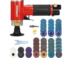 SnelShoppen - Mini Air Angle Grinder Kit 50mm - 2 Inch Pneumatische Mini Schuurmachine Set met 41 Roll Lock Sneldiscs - Perfect voor Schuren en Repare