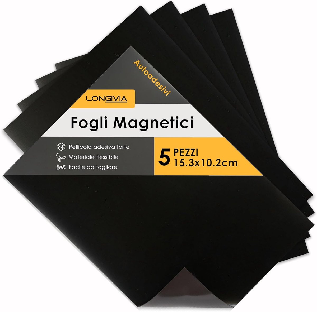SnelShoppen - Pack van 5 Zelfklevende Magnetische Films - Flexibele Magnetische Vellen - Maat 15.2 cm x 10.2 cm - Ideaal voor Creatieve Projecten, DIY