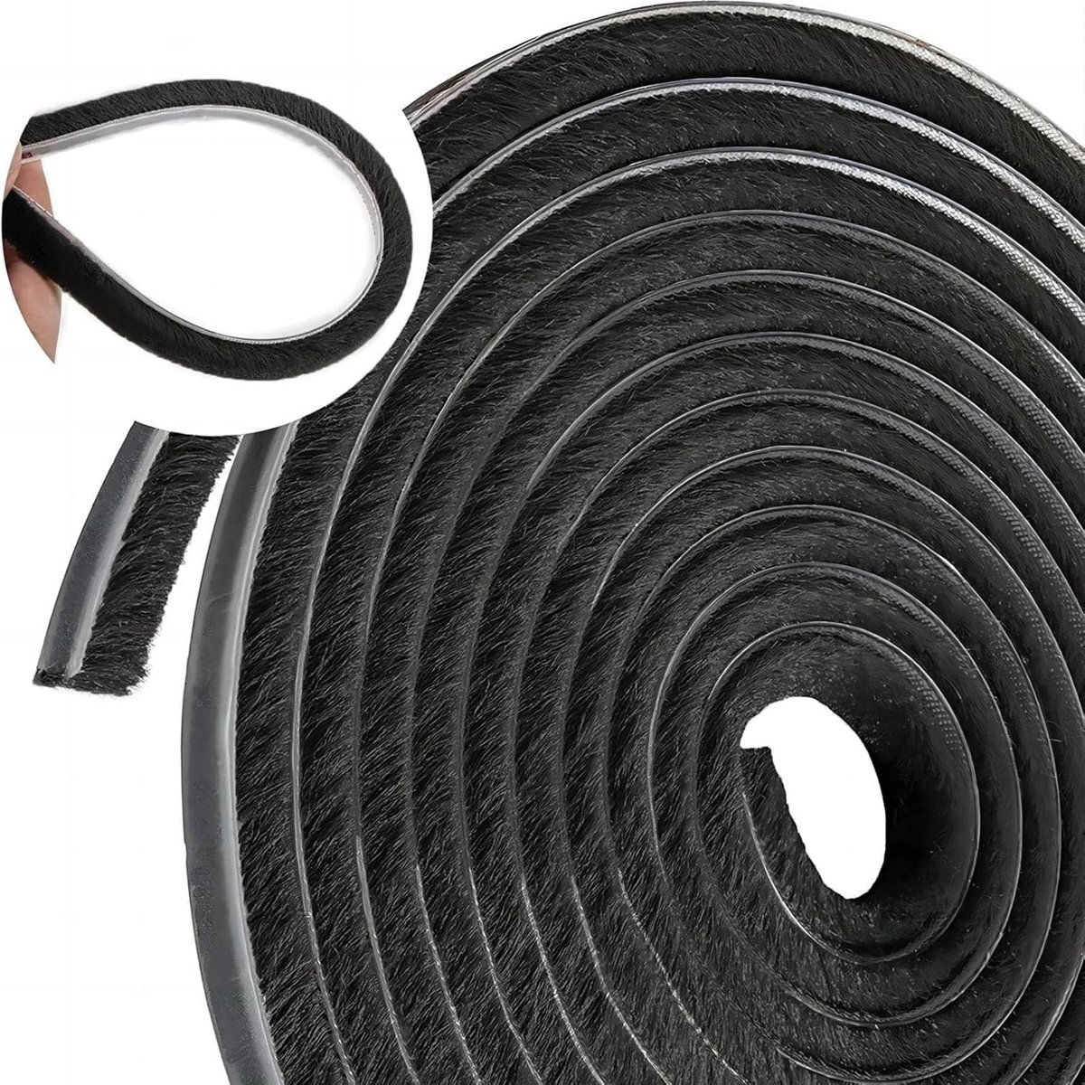 SnelShoppen - 10M Zelfklevende Borstelafdichting, Afdichtstrip, Geluidsisolatie, Winddicht, Stofdicht, Voor Schuifdeuren, Ramen, Kasten, 7mm Breed, Mu