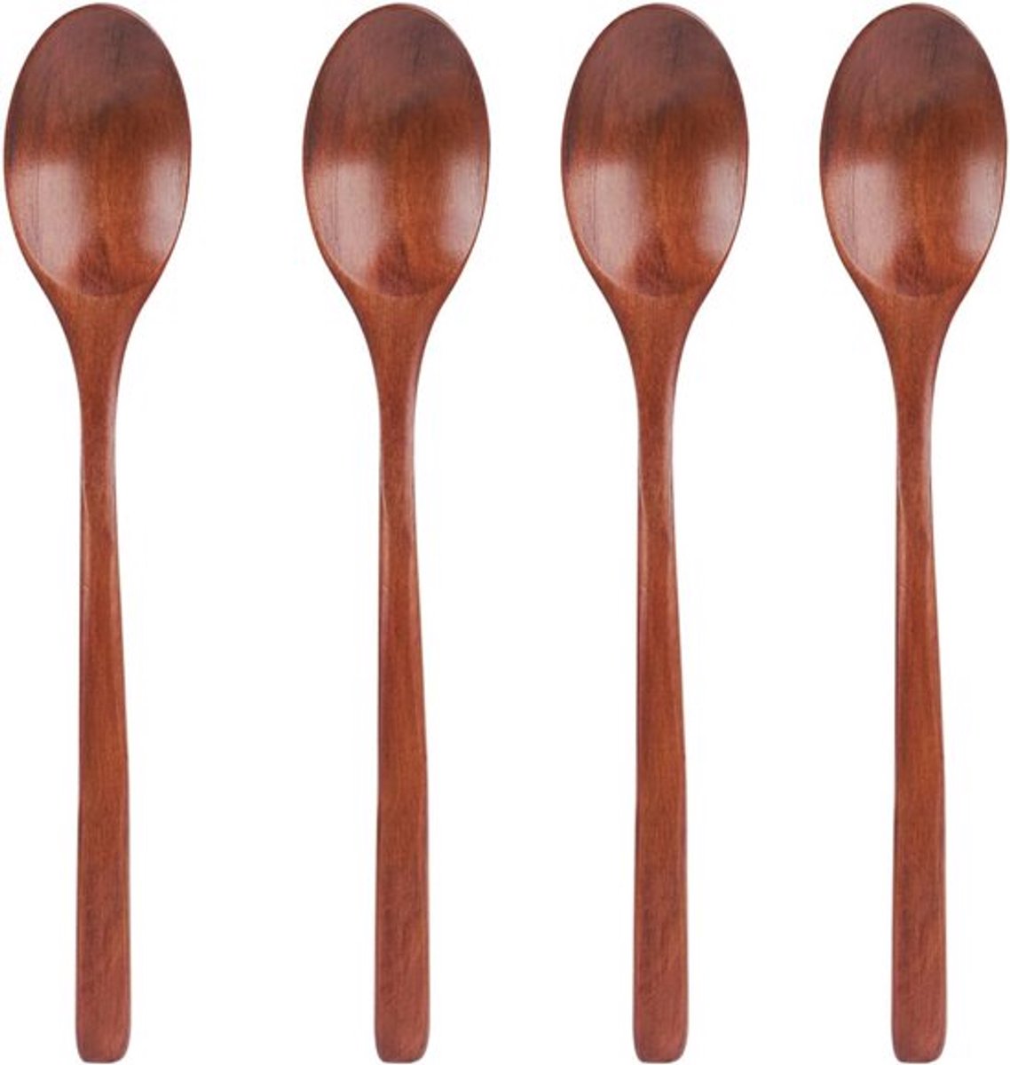 Houten Soeplepels 4 stuks | Lange steel voor koken en serveren | Keukengerei voor eten, honing, koffie | Geschikt voor thuis en kantoor