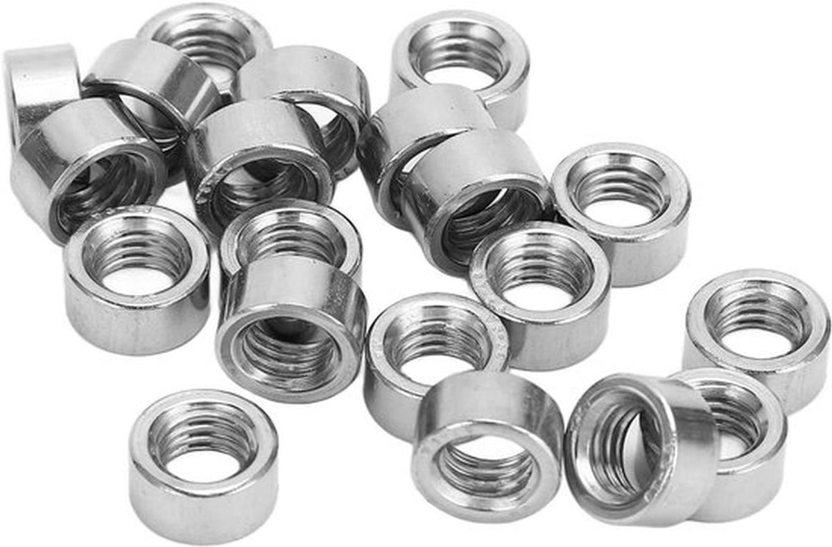 Ronde Connector Moer, M8x12.5, 20 stuks, RVS, Precise Standard, Draadstang Koppelmoer, 304 Roestvrij Staal