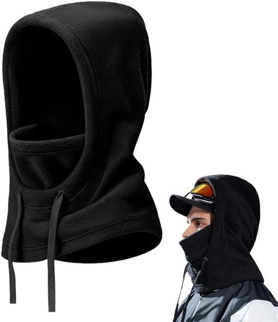 Warme winter bivakmuts winddicht zwart gezichtskap fleece nekwarmer plein