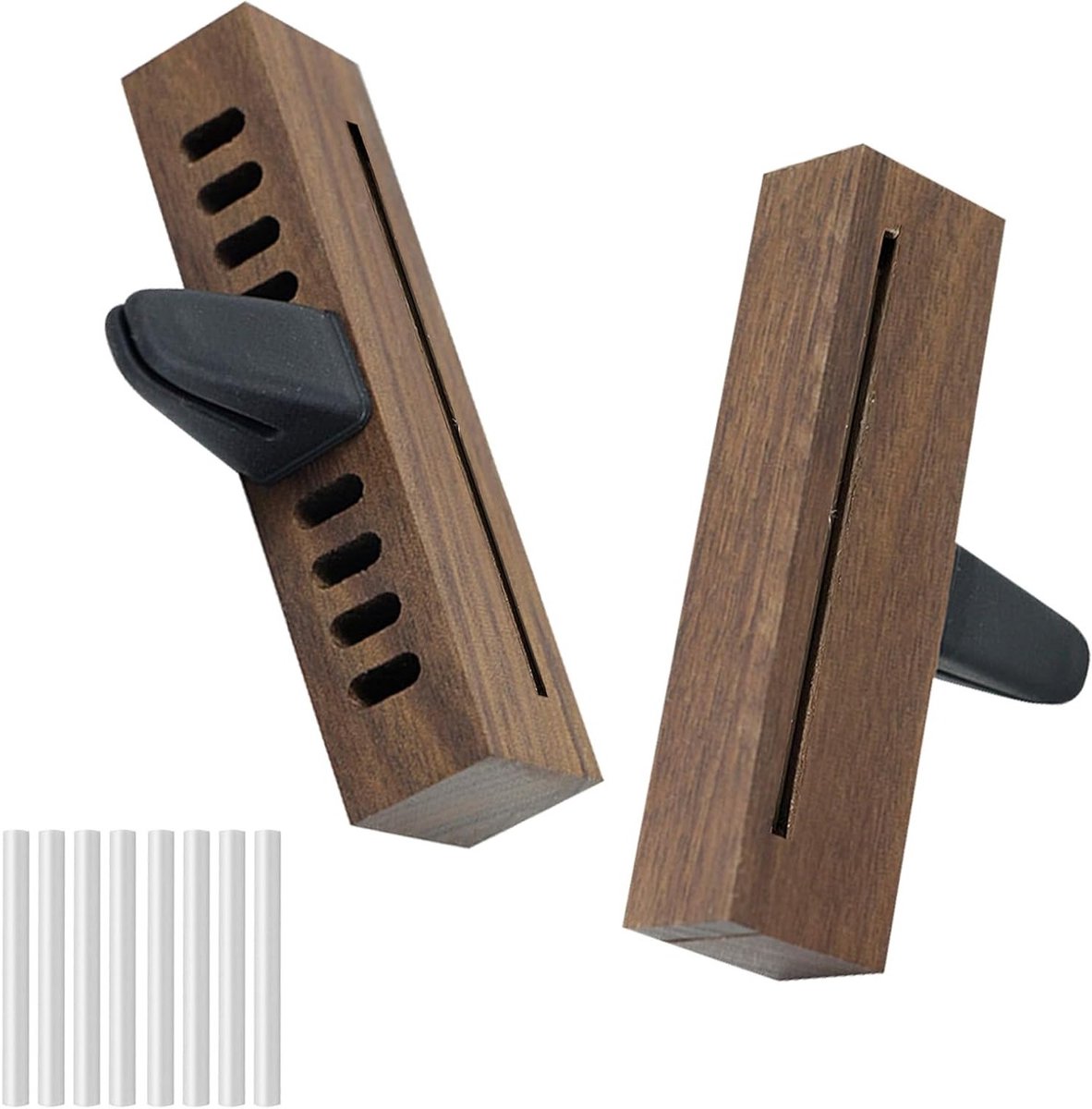 Houten autodiffuser voor etherische oliën met navulpads, auto-luchtverfrisser en ventilatiediffuser voor een frisse geur en ontspanning onderweg