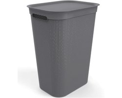 KIRA® Wasmand Curver - Wasmand -Wasverzamelbak - Antraciet - 43cm x 34cm x 53cm