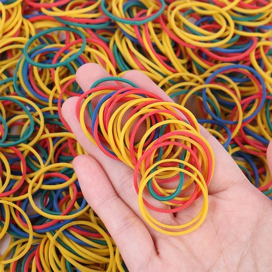 Kleurige rubberen banden 150 stuks - Natuurlijke huishoudelijke elastieken in diverse maten voor werk, kantoor, keuken en bankzaken — afbeelding 5