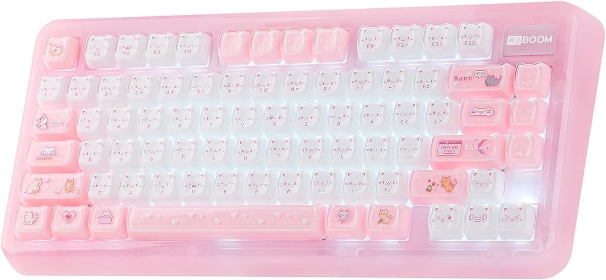 SnelShoppen - Gaming Toetsenbord 75% Gasket Mechanisch, QMK&VIA Programmeerbaar, Draadloos RGB Toetsenbord met 4000mAh Batterij, Pink, Hot Swappable v