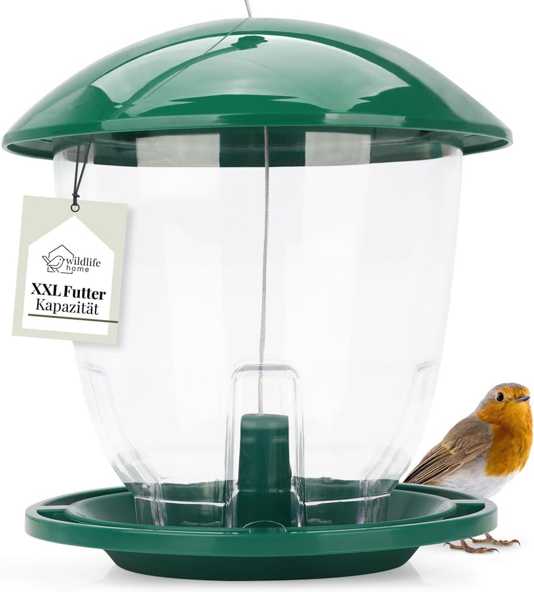 SnelShoppen - XXL Vogelvoederdispenser voor Hangend Gebruik, 1.5 kg Capaciteit, Weerbestendig en Duurzaam, Geschikt voor Graan en Drogen Meelwormen, V