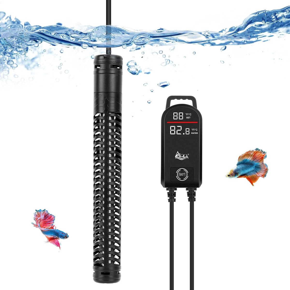 SnelShoppen - Aquarium Heater 300W/500W/800W/1000W/1200W - Submersible Verwarming met Digitale LED Display en Oververhittingsbeveiliging voor Zoet- en