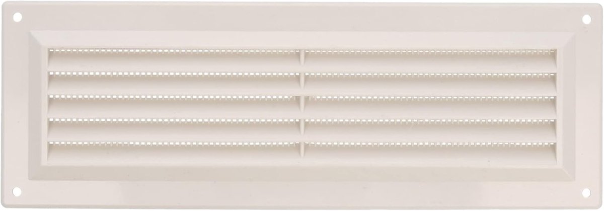 Rechthoekig Ventilatierooster voor Keuken en Badkamer - Kunststof Muggennet 260 x 90 mm - Wit
