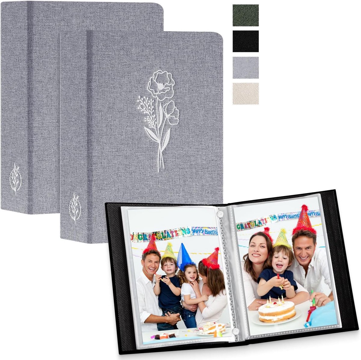 SnelShoppen - Fotoalbum Mini 3.5 x 50 Foto's - 2 Stuks - Linnen Hoes - Acid-Free en Stofdicht - Voor Kinderen, Jongens, Meisjes - Perfect voor Feesten