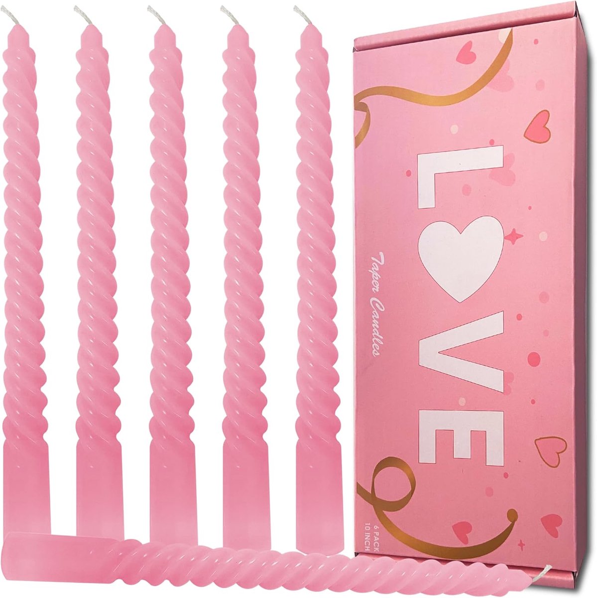 SnelShoppen - Spiral Twisted Tapered Candles Set van 6 - 10 Inch Hoge, Ongeurende Kaarsen voor Thuisdecoratie, Keuken, Bruiloften en Feestelijke Geleg