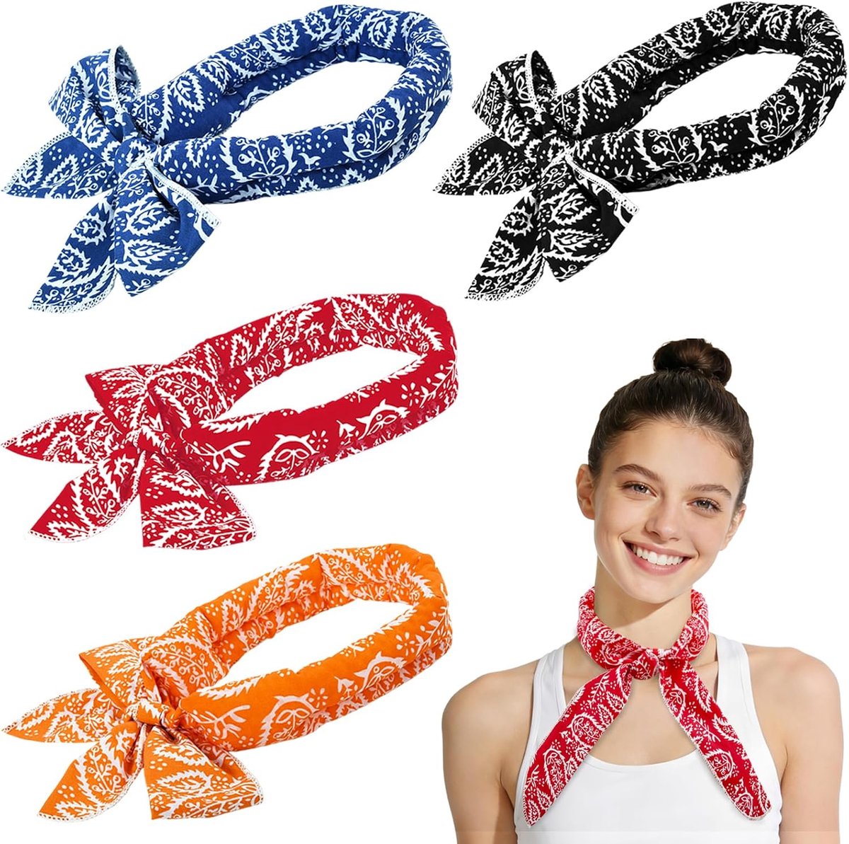 SnelShoppen - Pack van 4 Cooling Scarves - Ademend, Instant Koelende Bandana's - Koel Halsbanden voor Mannen en Vrouwen - Perfect voor Buiten, Fietsen