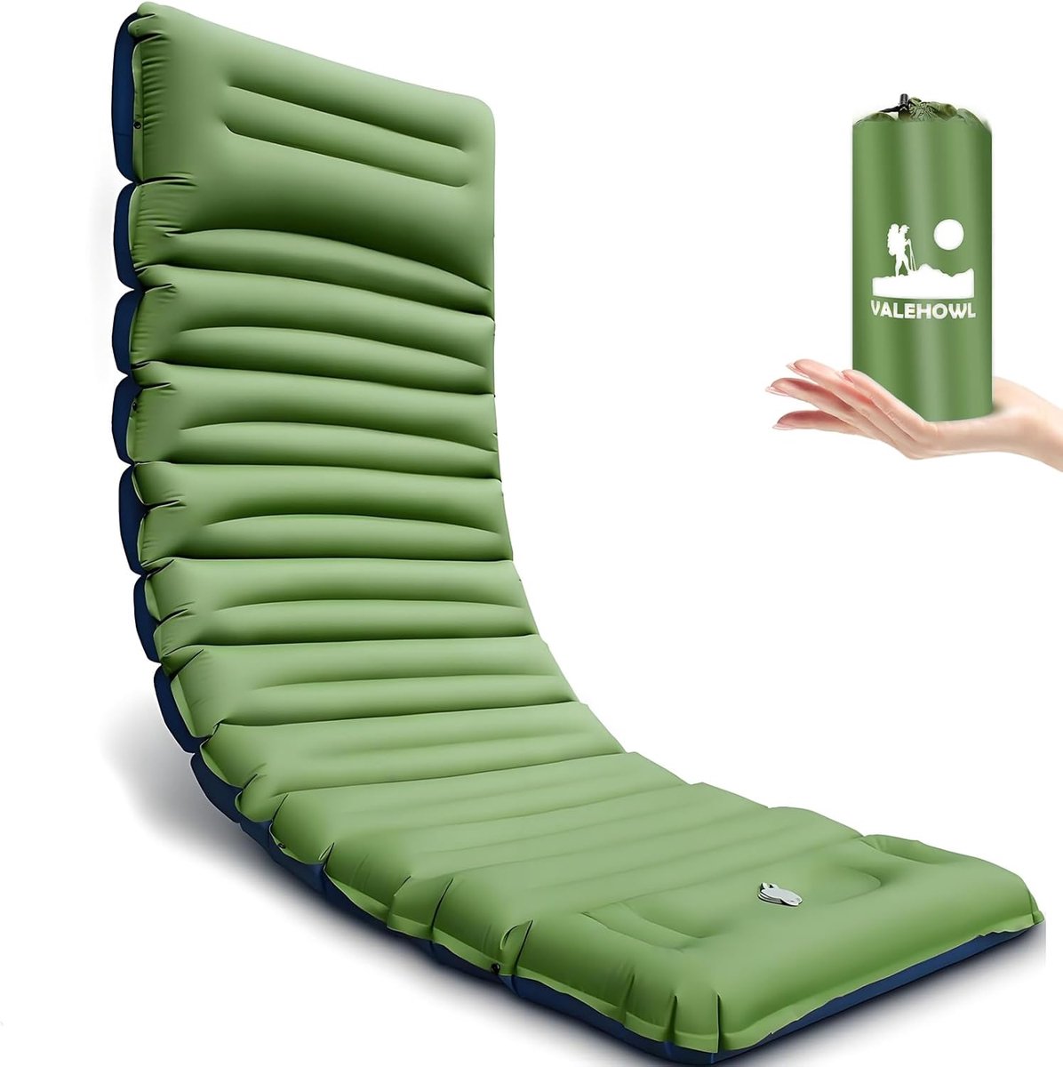 SnelShoppen - 4 Inch Dikke Opblaasbare Slaapmat voor Camping met Voetpomp en Kussen, Lichtgewicht Campingmatras voor Buiten, Backpacken, Hiking, Water