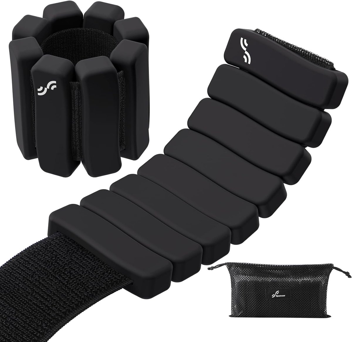 SnelShoppen - Set van 2 Sportieve Gewichten voor Enkels en Polsen - 1kg Elk - Ideaal voor Dans, Aerobics, Hardlopen, Wandelen - Zwart - Duurzaam en Co