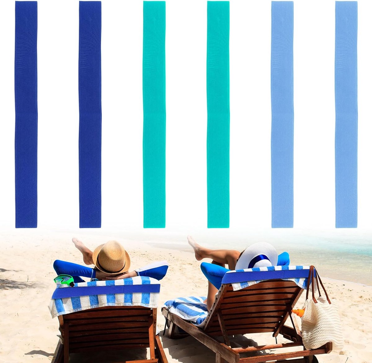 SnelShoppen - 6 Stuks Strandhanddoek Clips - Lichtgewicht Handdoek Tapes voor Zonligbedden - Elastische Handdoek Bevestiging - Rubber Tafelstoelen - D