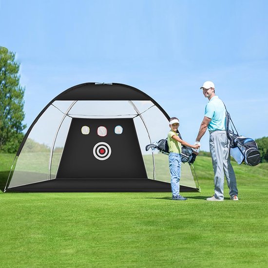Golfoefennet 300x200 cm - Met 3-in-1 Oefenmat, 5 Golfballen & Doelvakken - Voor Binnen en Buiten — afbeelding 2