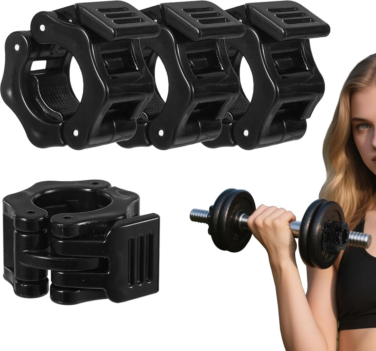 SnelShoppen - Dumbbell Clasp Quick Release Barbell Clasps - Dumbbell Bar en Quick Lock voor Gewichtheffen - Zwart - 2 Stuks - Ideaal voor Thuis Workou