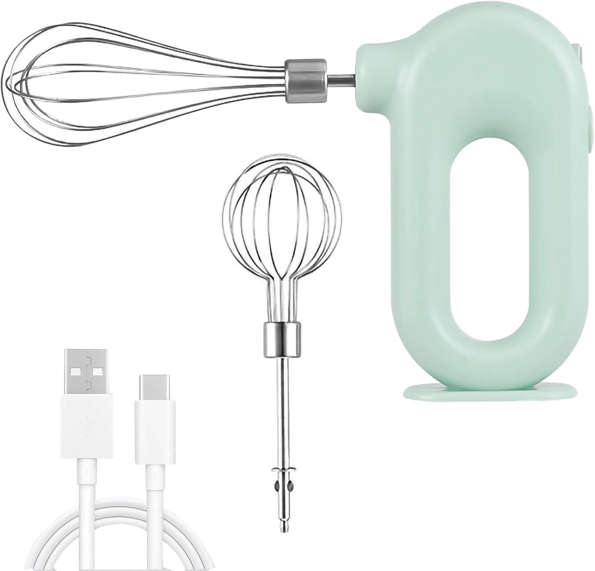 Thijox Draadloze Mini Elektrische Handmixer met 4 Snelheden USB Oplaadbare Handheld Eiklopper voor Keuken Groenten en Meer
