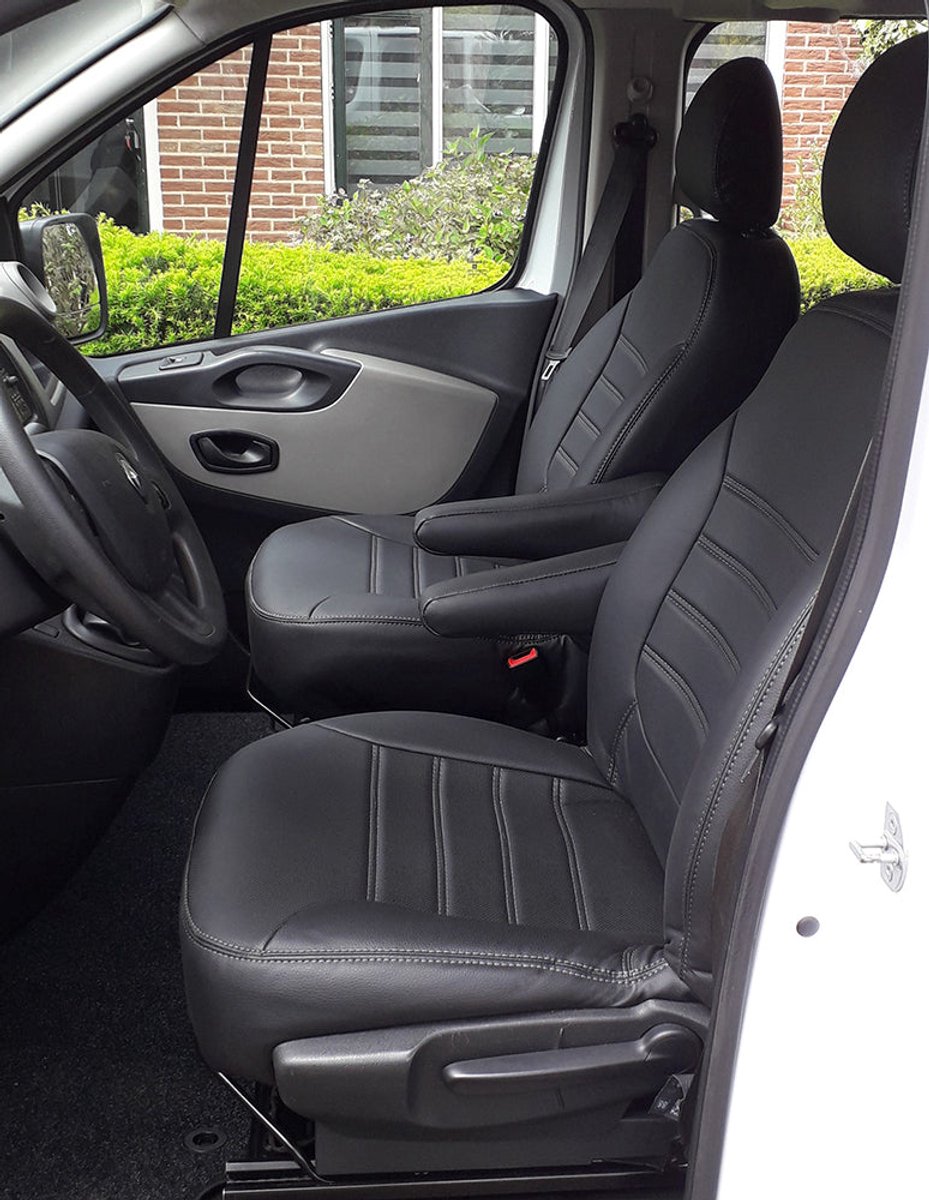 Pasvorm stoelhoezen Opel Vivaro B Combi 2014-2019 (2-zits) - Kunstleer zwart