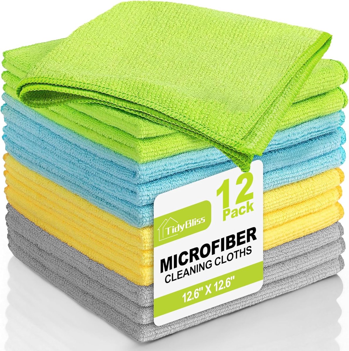 SnelShoppen - Microvezel Reinigingsdoeken 12 Stuks, Ultra Absorberend, Streepvrij, Wasbaar en Herbruikbaar, Perfect voor Keuken, Auto en Meer