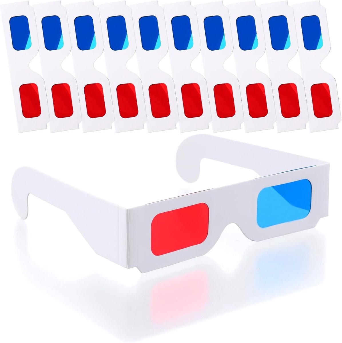 SnelShoppen - 3D Brillen - 10 Paar Papieren Stereo Brillen met Rode en Blauwe Lensen - Geschikt voor 3D Films, Feesten en Decoratie - Hoge Kwaliteit P