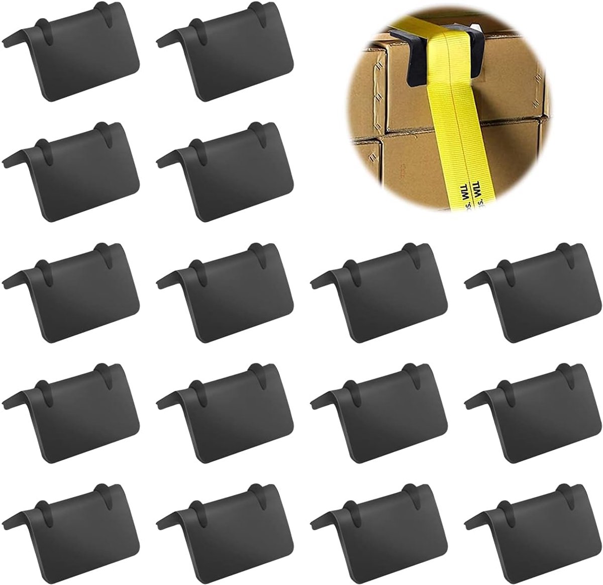 SnelShoppen - 16-delig Set Hoekbescherming voor Slot met Ratchet, Spanbanden, Hoekbescherming, Vrachtwagenbescherming, voor Spanbanden 25 mm Breed