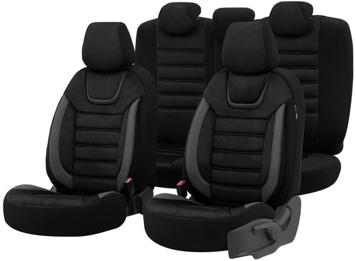Stoelhoezenset Iconic zwart-grijs (complete set)