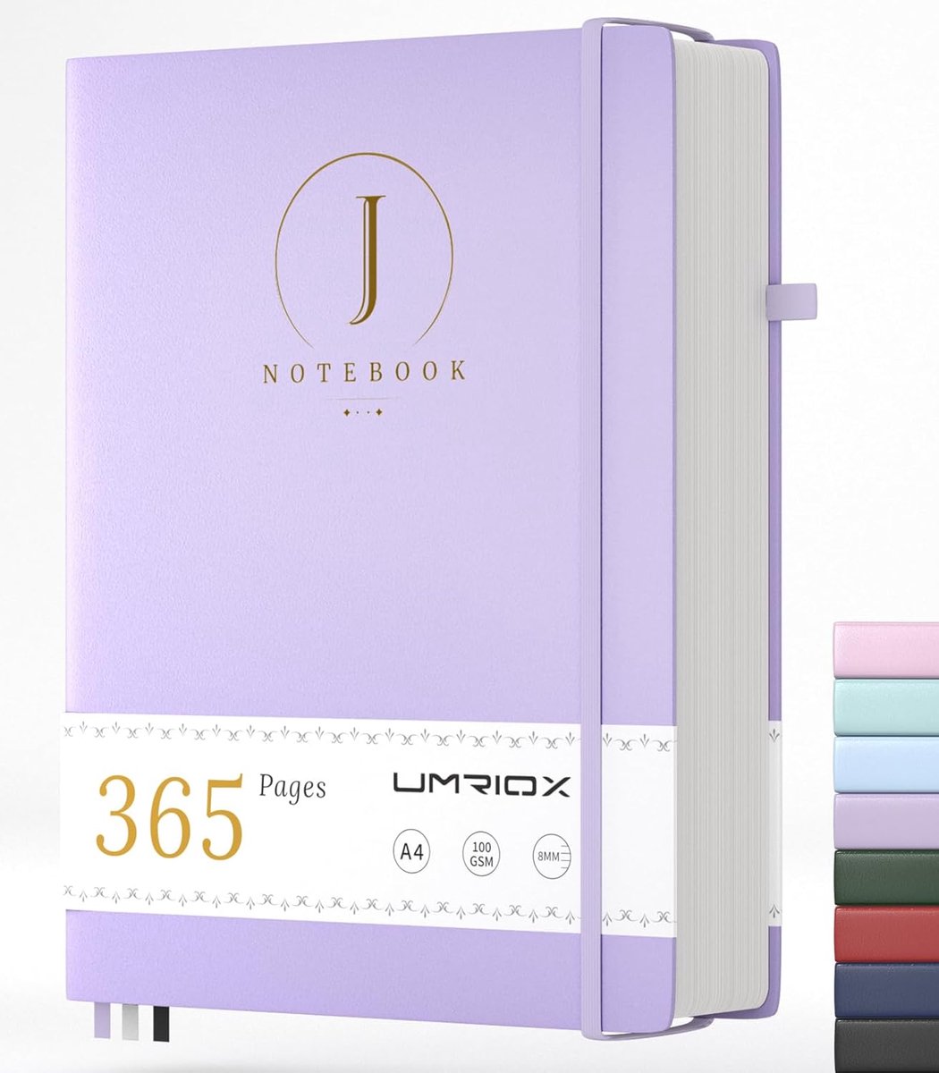 SnelShoppen - A4 Lined Notebook Diary Hardcover - 365 Bladzijden, 100 gsm Dik Papier, 32 Perforated Pages, 21.5 x 28 cm, Paars Notitieboek voor Werk,