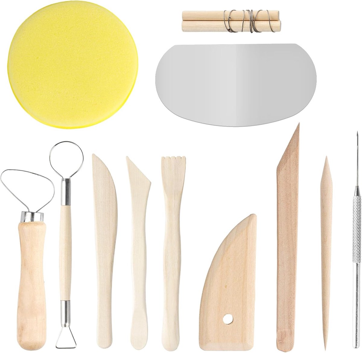 SnelShoppen - Set van 12 Potters en Modellering Gereedschappen, Polymer Kleigereedschap voor Keramiek, Houtbewerking en Modelbouw, Voor Beginners en P