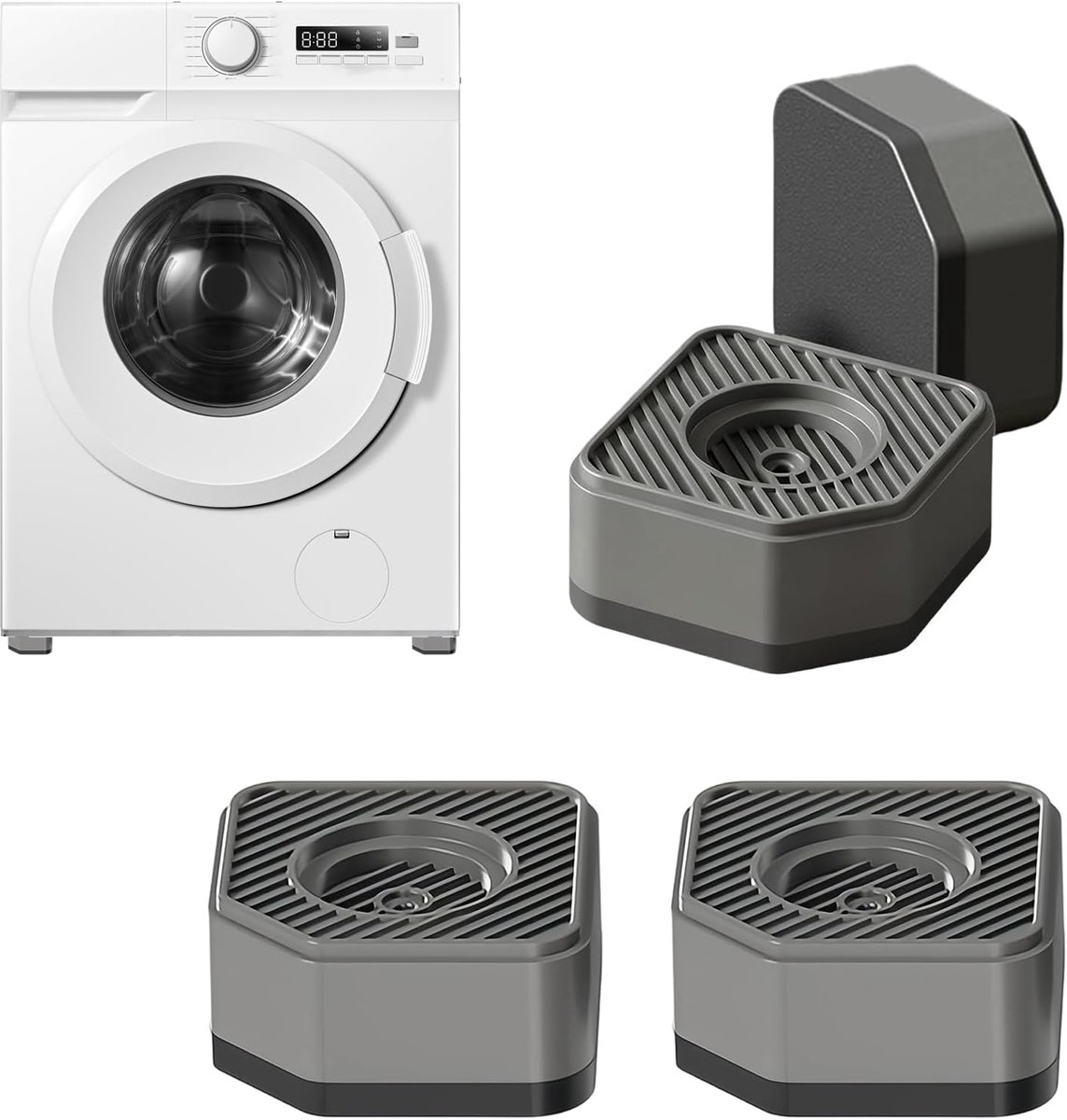 SnelShoppen - 4 Stuks Trillingsdempers Wasmachine - Anti-vibratievoeten Hoogte 4,5 cm - Stabiel en Antislip voor Minder Geluid - Geschikt voor Wasmach