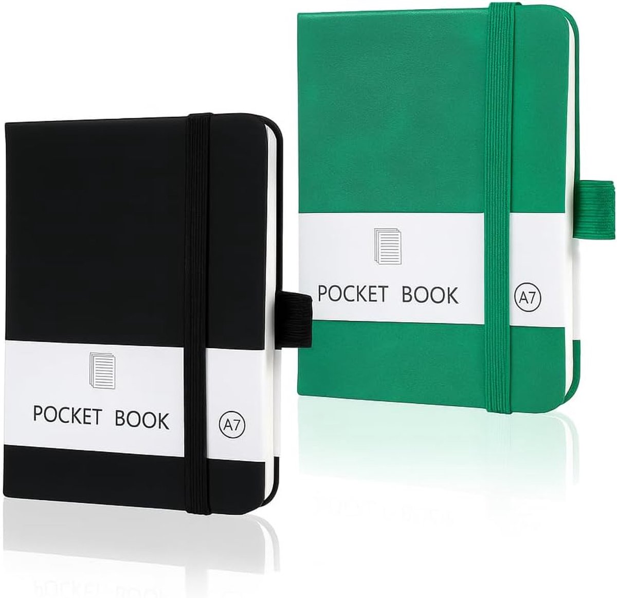 SnelShoppen - 2 Stuks A7 Mini Pocket Notebook - Compact Notitieboekje met 100 Lijnen - Elegante Zwarte Kaft - Ideaal voor Schrijven, Tekenen, Reizen -