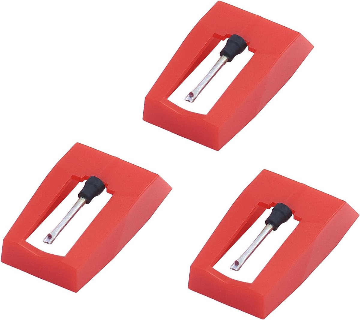 SnelShoppen - 3 Pcs Turntable Needles - Vervangende Diamant Stylus voor Platenspeler - Lichtrood - Ideaal voor Jukebox en Phonograph