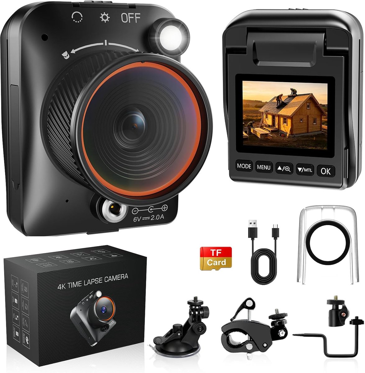 SnelShoppen - WIFI Time Lapse Camera 4K 48MP Bouwplaatscamera met 6x Digitale Zoom, 180 Dagen Opname, LED-licht, Timelapse voor Bouwplaatsen, Tuiniere