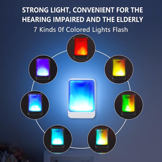 SnelShoppen - Draadloze Loud Flash Deurbel met 7 Kleuren en 4 Volumes - Ideaal voor Thuis/Op Kantoor, Geschikt voor Ouderen, Doven, Zwangere Vrouwen e — afbeelding 5