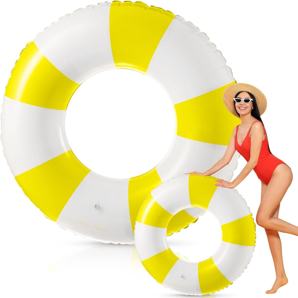 SnelShoppen - Inflatable Swimming Ring voor Volwassenen - Vintage Gestreepte Badering voor Zomer, Strand, Pool, Waterplezier - 105 cm, Geschikt voor 4
