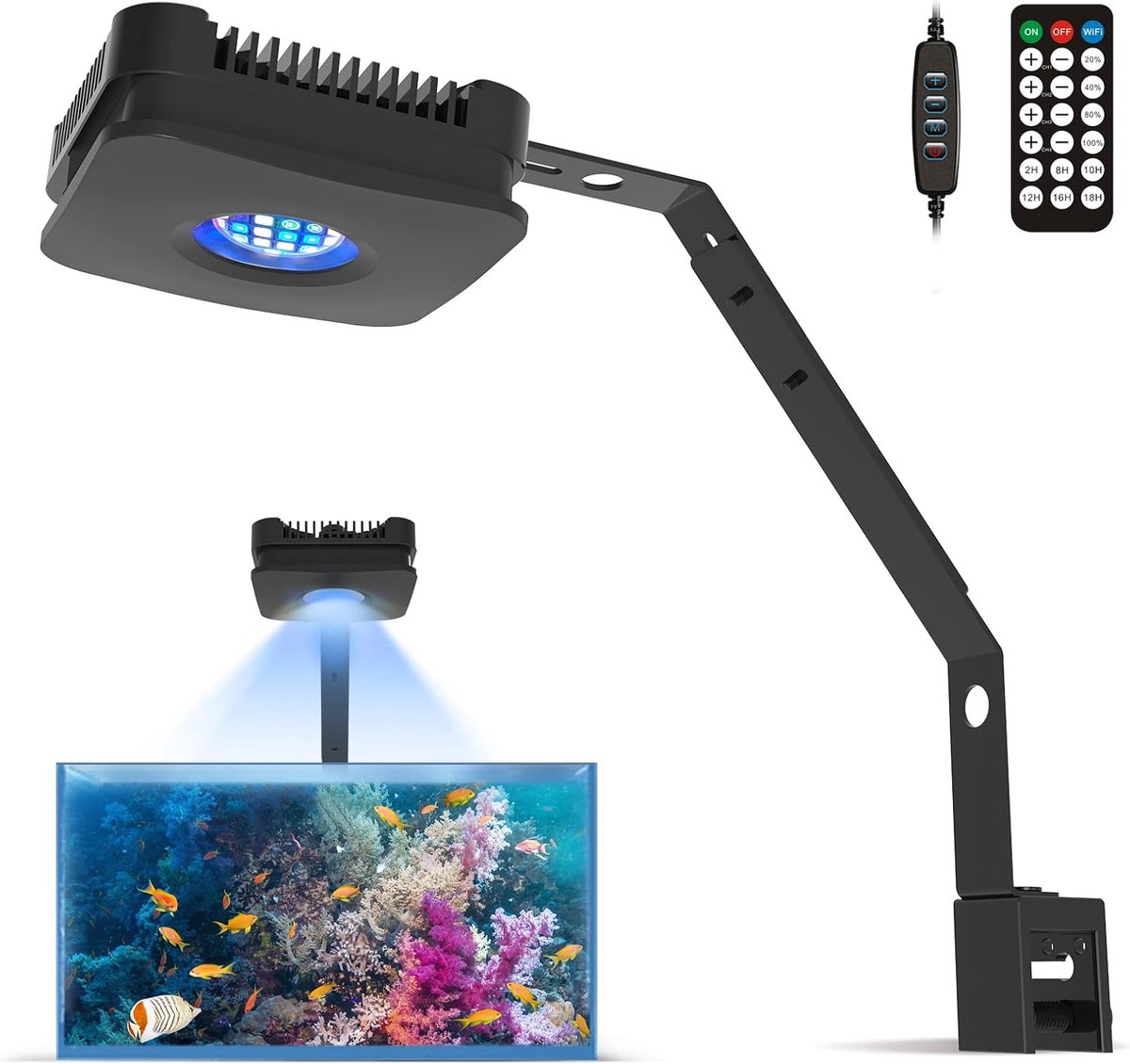 SnelShoppen - LED Aquarium Verlichting Lichtstrip 30W voor 20-63 cm Grote Aquaria - Volledig Spectrum, Waterdicht, Kleurvariaties, Ideaal voor Koraal