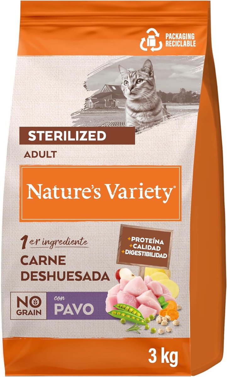 SnelShoppen - Kattenvoer voor Gesteriliseerde Katten - Graanvrij - 3 kg - Met Mager Kalkoen - Voor Gezonde Huid en Vacht - Gewichtsbeheersing - Hoog i