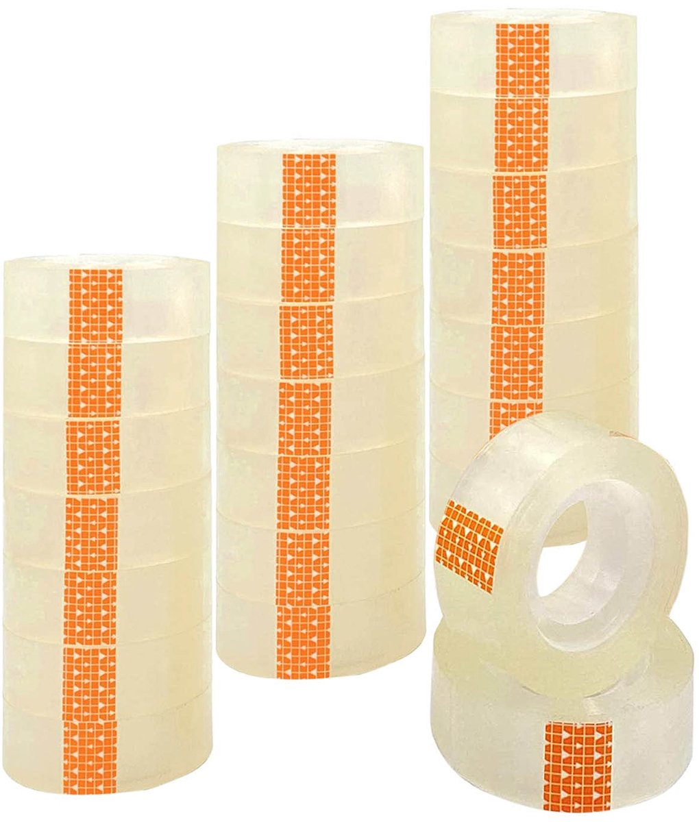 SnelShoppen - Transparante Plakband 18 mm x 35 m - 24 Rollen - Sterke Hechting - Ideaal voor Kantoor, Creatief Knutselen, Verpakking en Meer