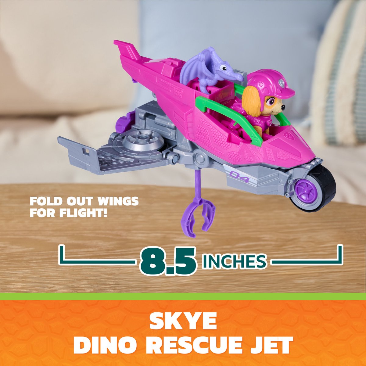 PAW Patrol - De Dino Film - Skye's Dino Rescue Jet Voertuig - Met opvouwbare vleugels en inzetbare klauw — cadeau in Spellen & Speelgoed - foto 6